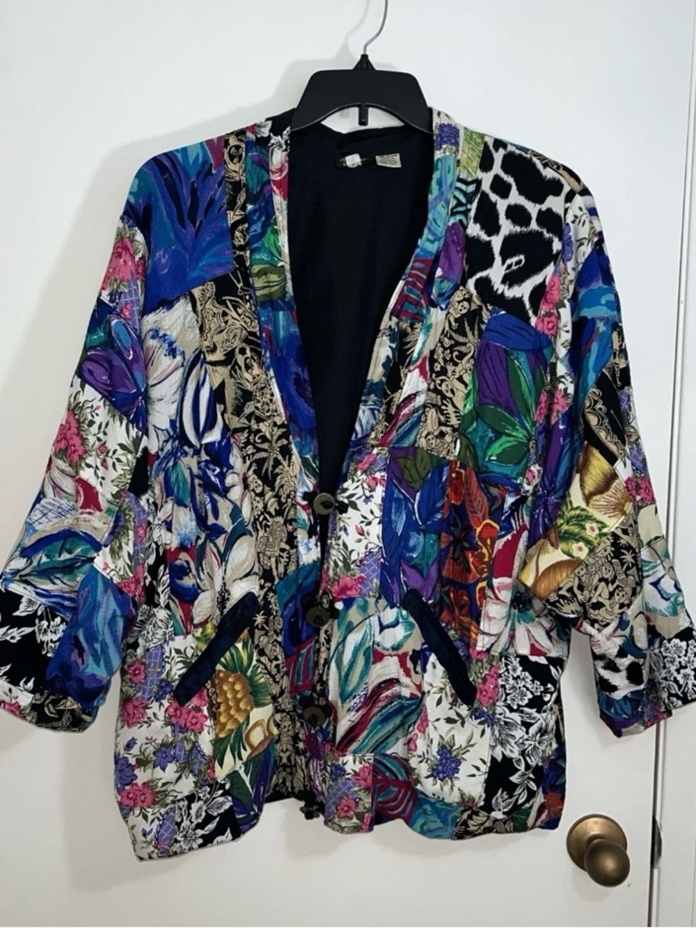 NativeWear Designs Multicolor Floral Patchwork Blazer Jacket Medium Arts Teacher